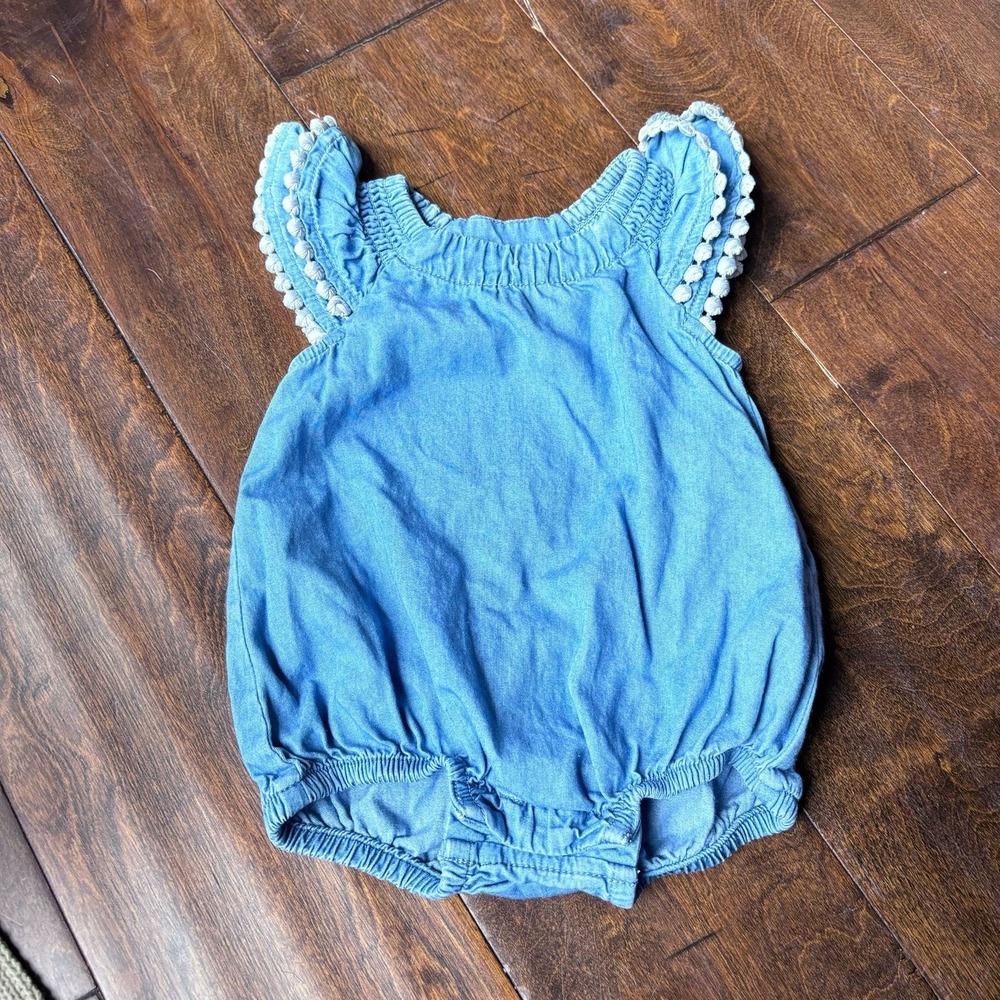 Old Navy Girls 0-3 Months Chambray Blue‎ Bubble Romper Summer Outfit